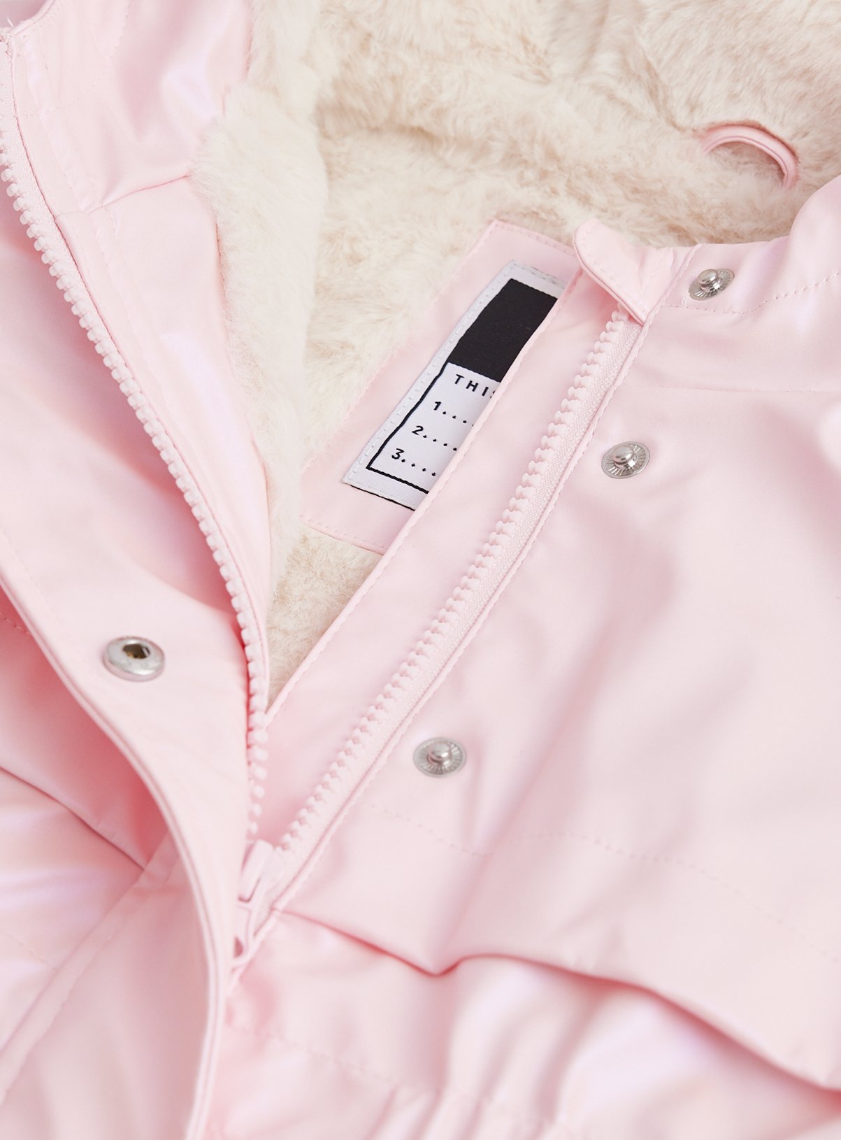 Pink Pearlised Faux Fur Lined Rubber Mac  7-8 years - Image 5 thumbnail