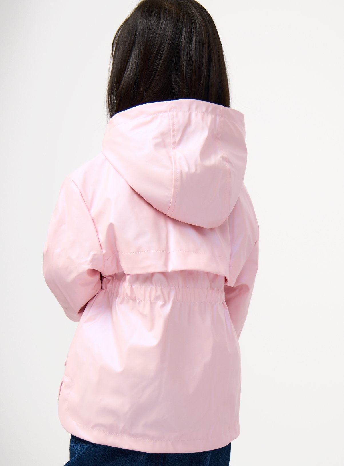 Pink Pearlised Faux Fur Lined Rubber Mac  7-8 years - Image 6 thumbnail