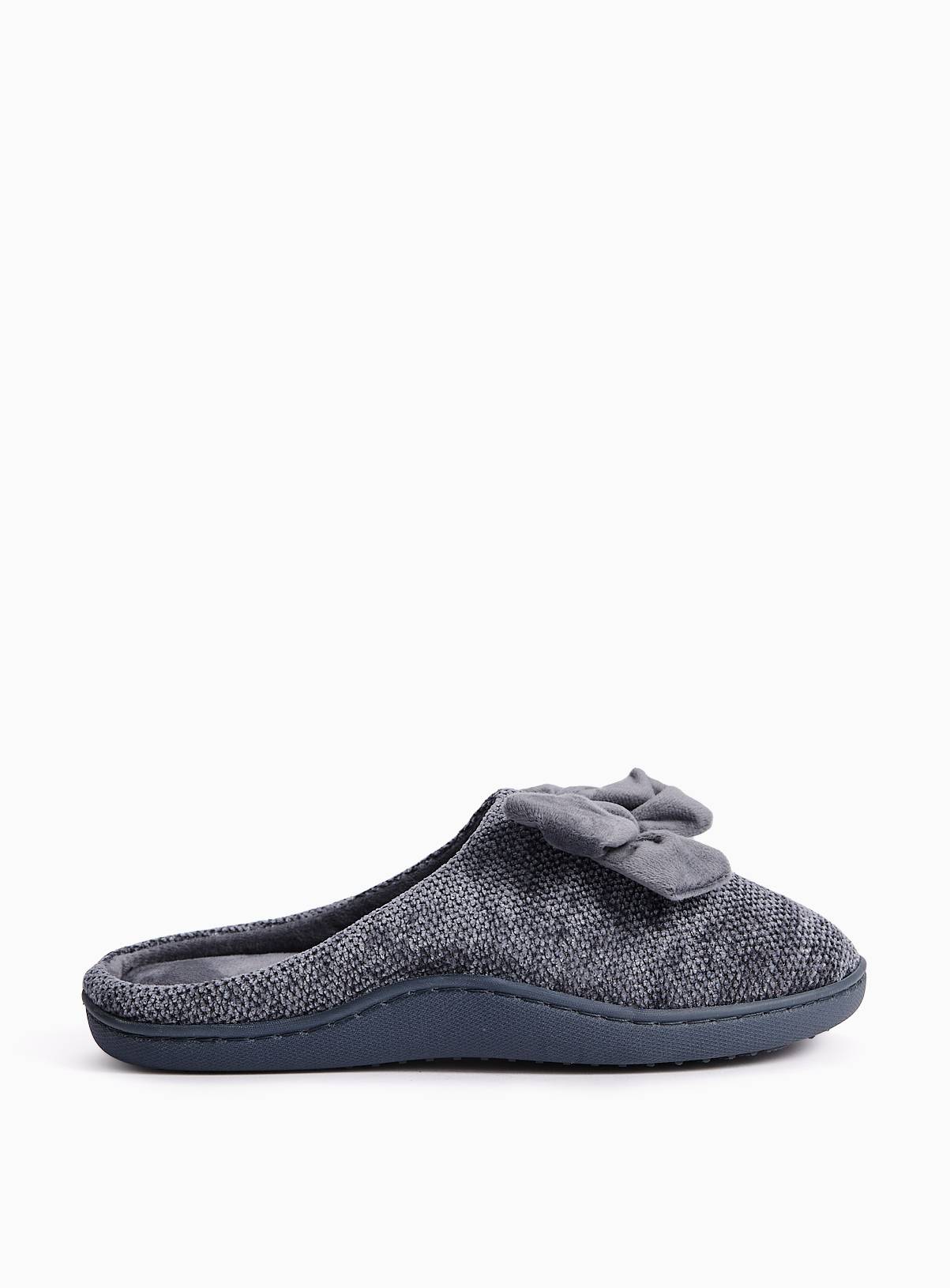 Charcoal Velour Cupsole Slippers L - Image 2