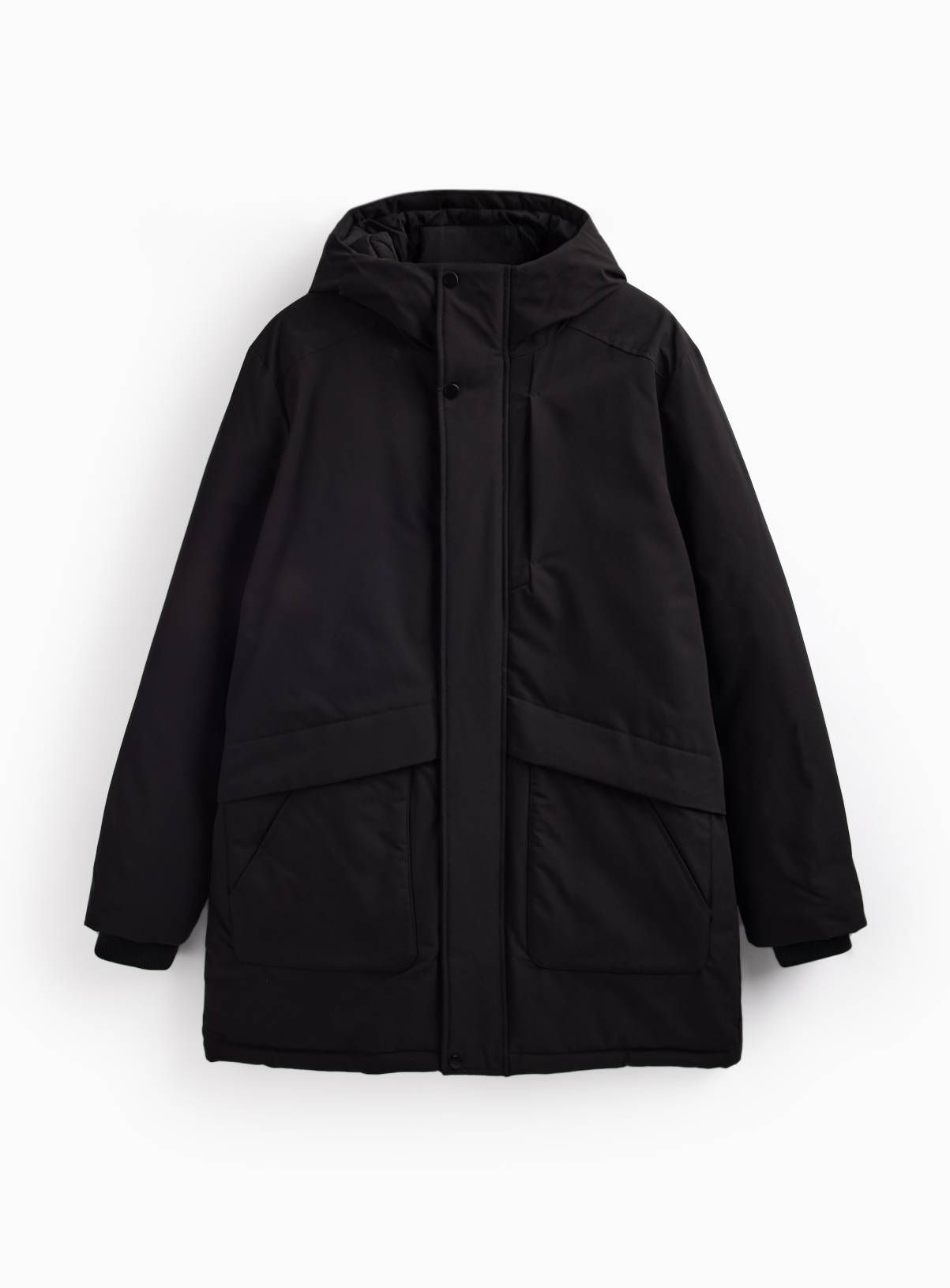 Black Hooded Longline Parka XXXXL - Image 1