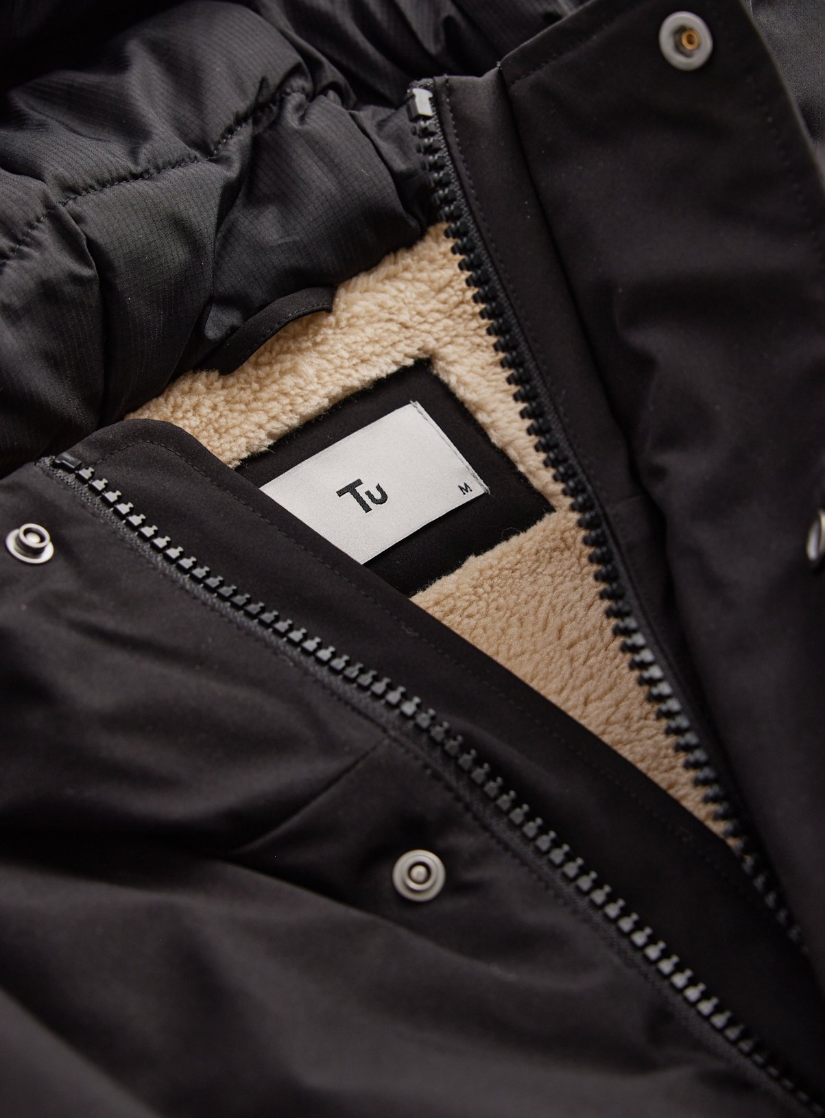 Black Hooded Longline Parka XXXXL - Image 3 thumbnail