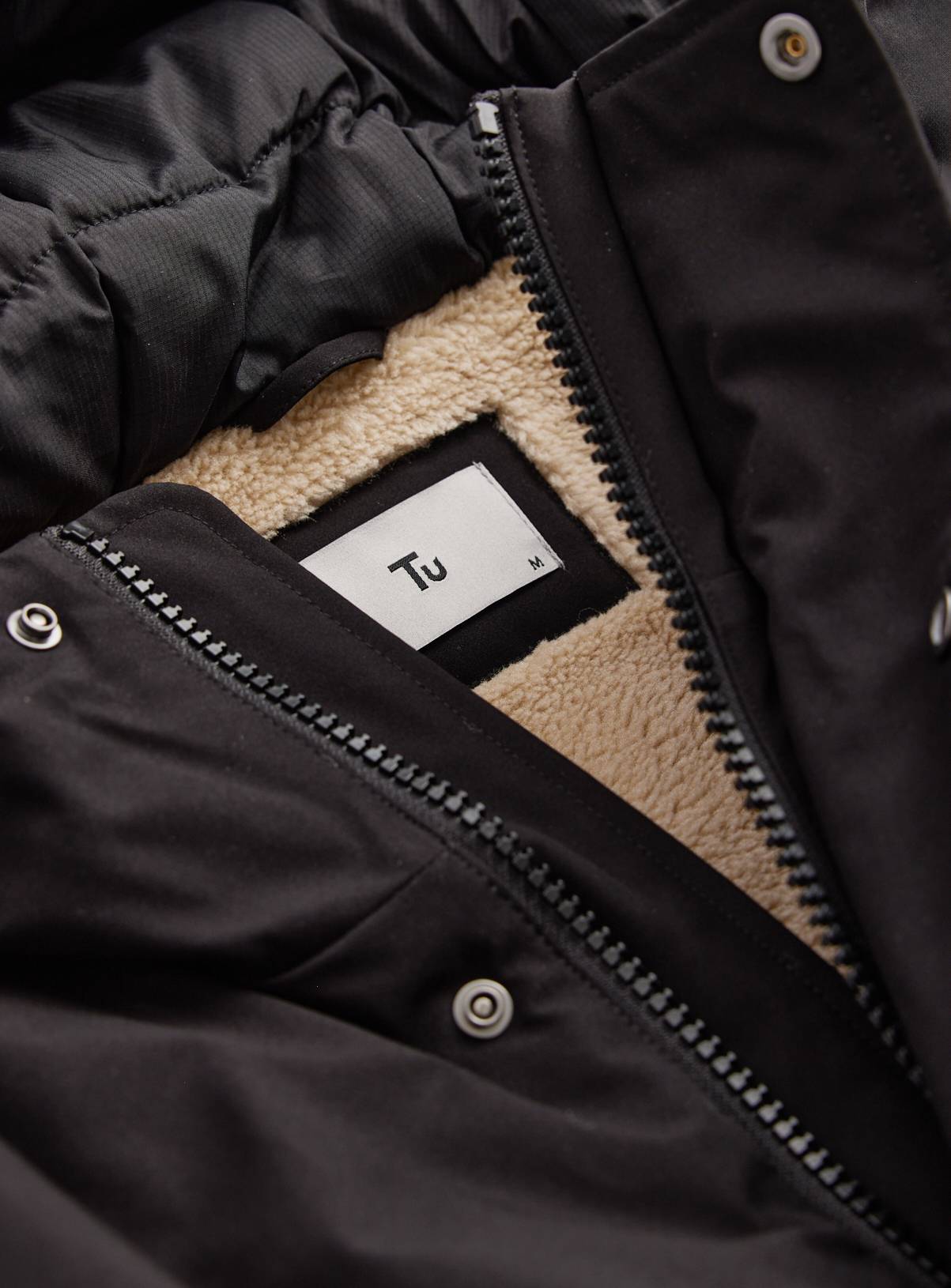 Black Hooded Longline Parka XXXXL - Image 3