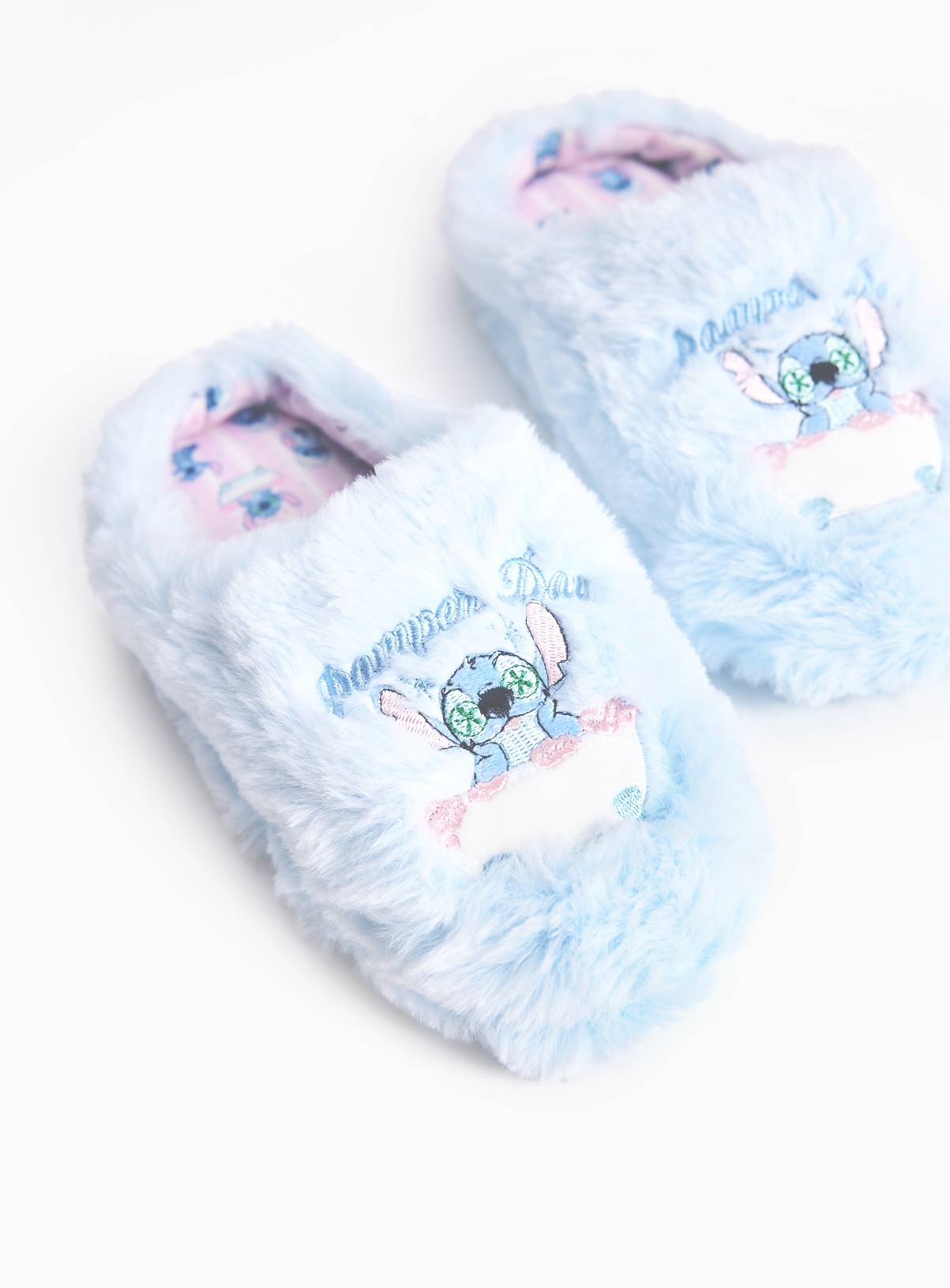 Lilo & Stitch Blue Embroidered Mule Slippers 10-11 Infant - Image 1