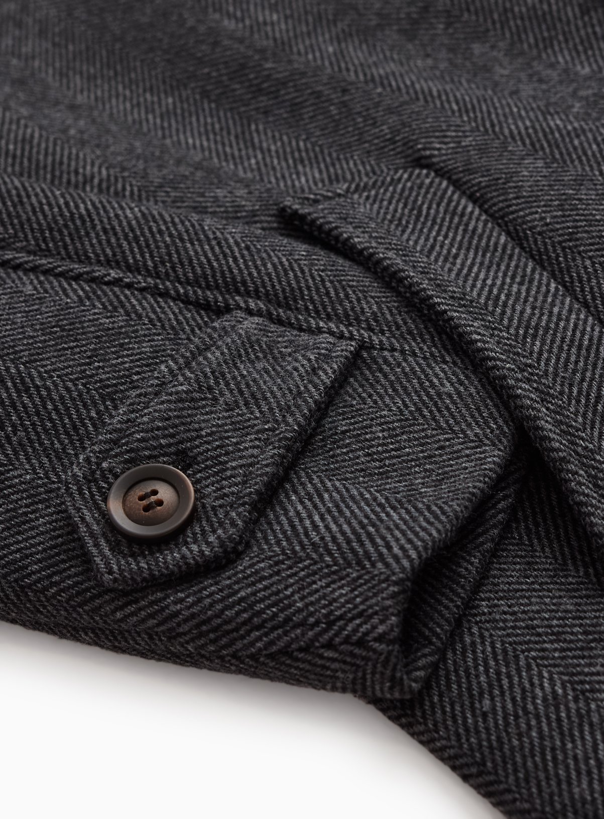 Charcoal Grey Wool Smart Herringbone Coat M - Image 4 thumbnail