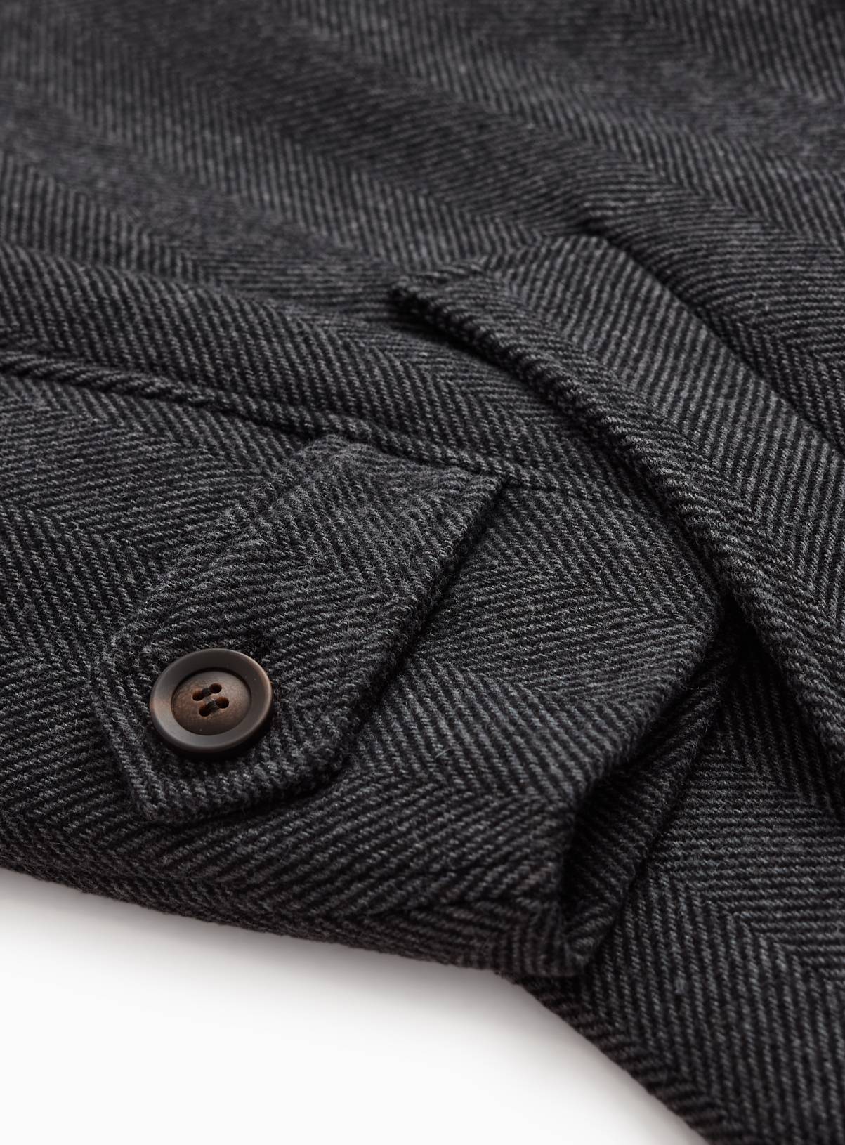 Charcoal Grey Wool Smart Herringbone Coat M - Image 4