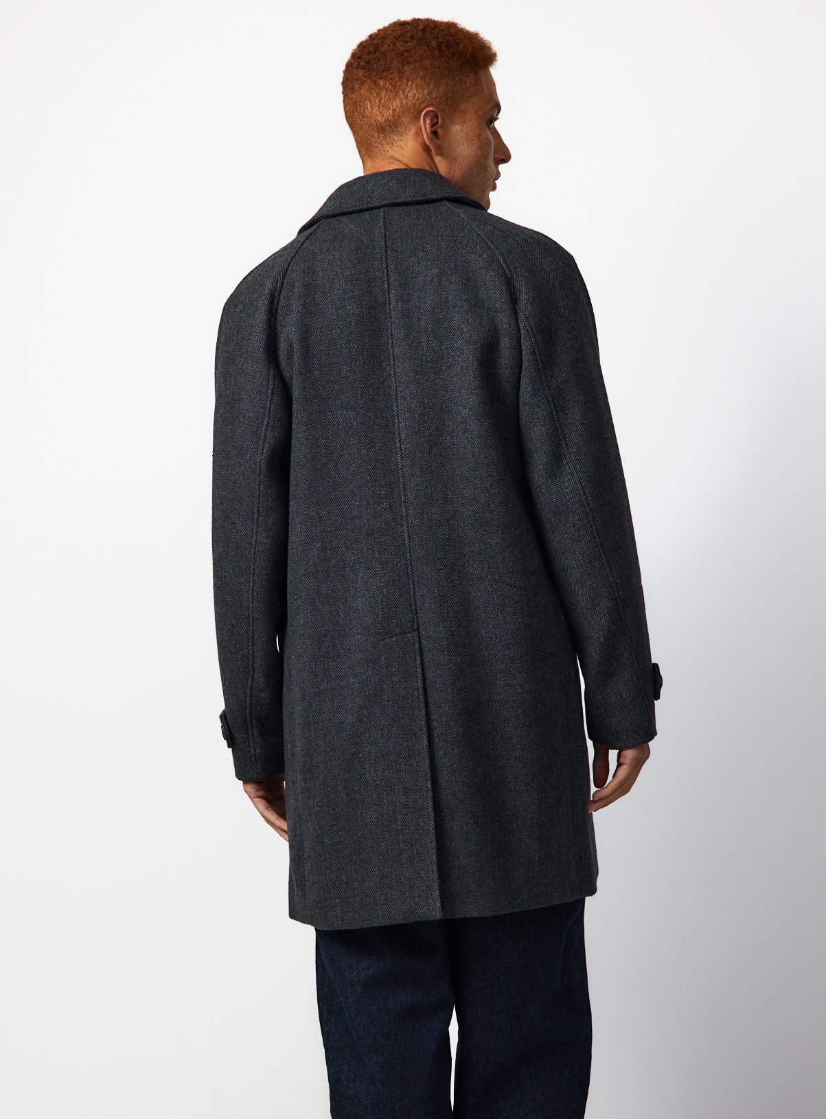Charcoal Grey Wool Smart Herringbone Coat M - Image 5 thumbnail