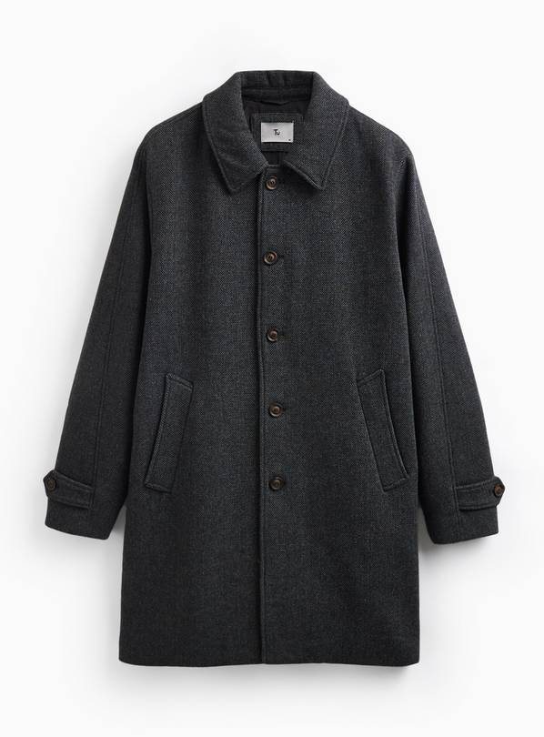 Charcoal Grey Wool Smart Coat S
