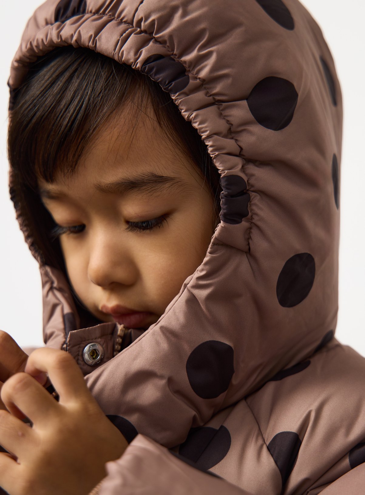Brown Polka Dot Print Longline Puffer Jacket 7-8 years - Image 4 thumbnail