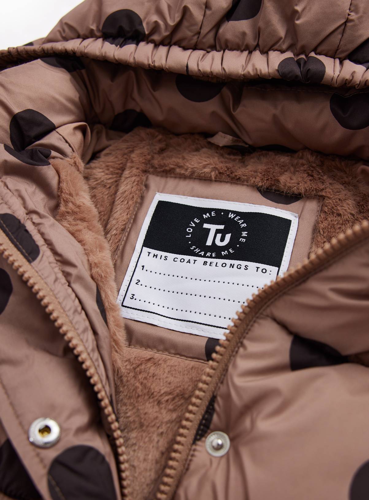 Brown Polka Dot Print Longline Puffer Jacket 7-8 years - Image 5