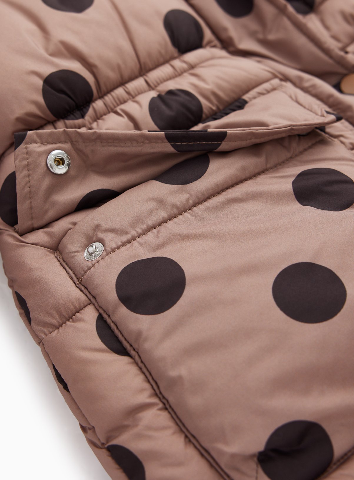 Brown Polka Dot Print Longline Puffer Jacket 7-8 years - Image 6 thumbnail