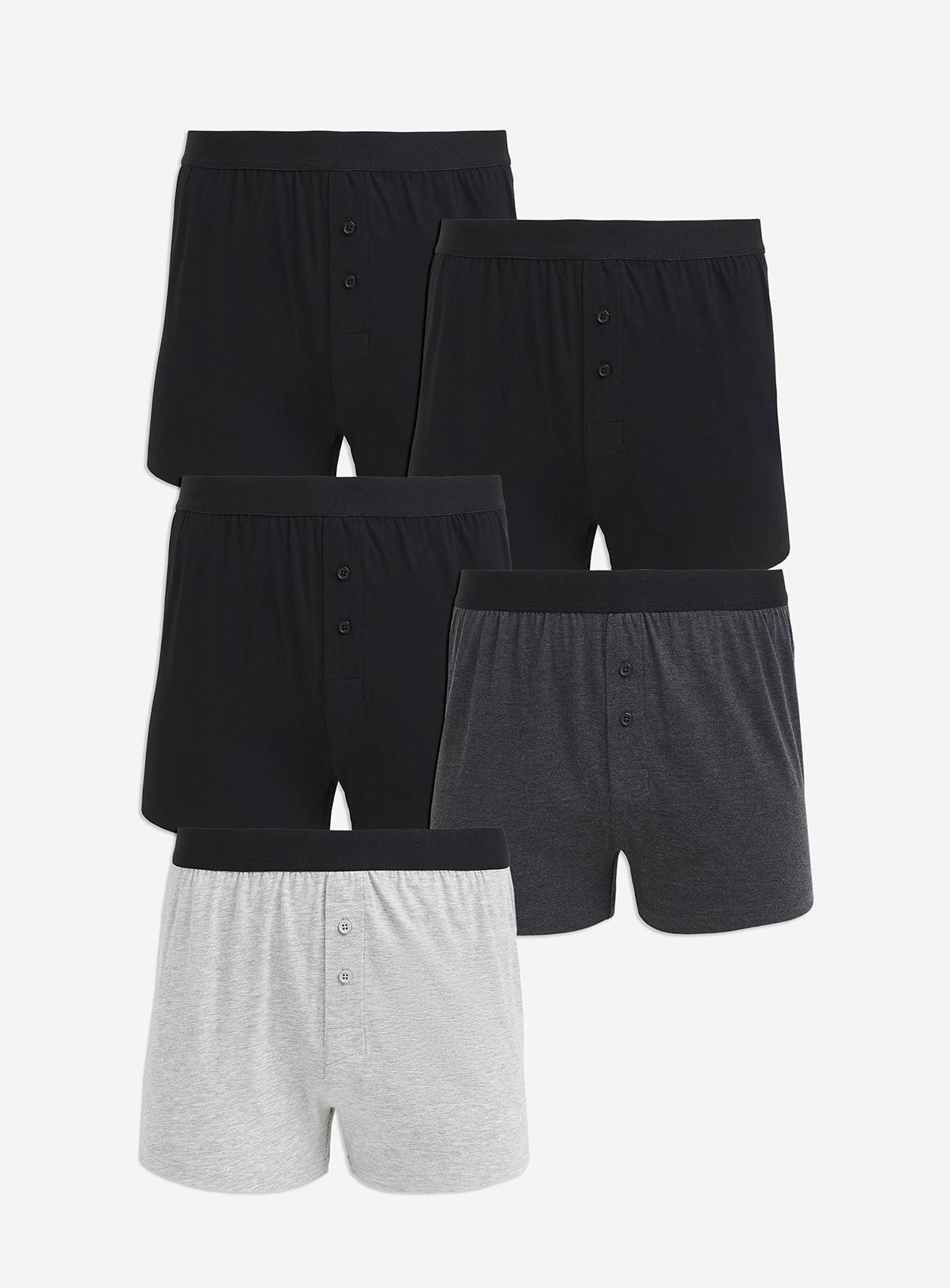 JACAMO 5 Pack Loose Boxers Grey Mix 36/38 - Image 1