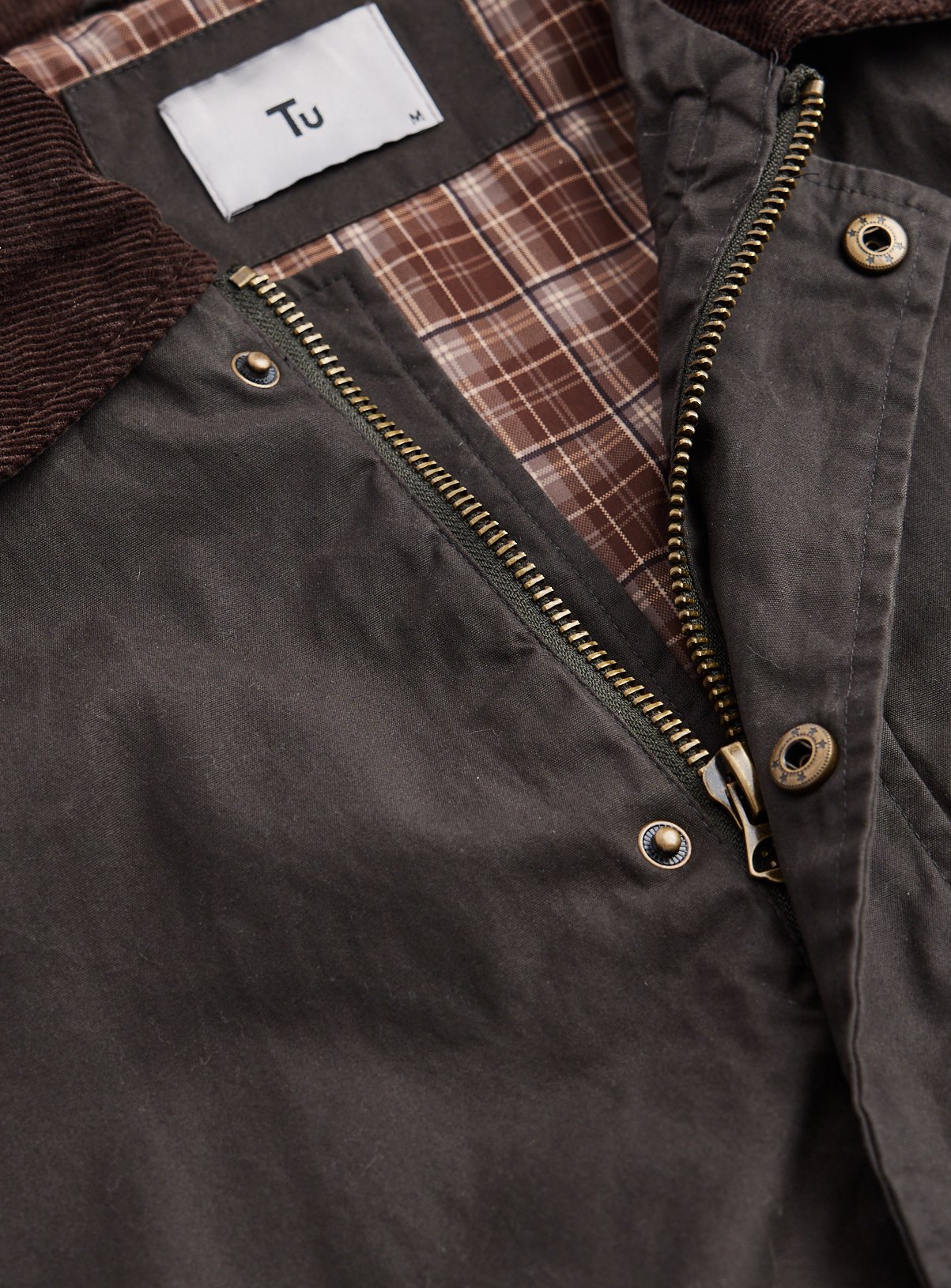 Khaki Wax Check Barn Jacket XXXL - Image 4 thumbnail