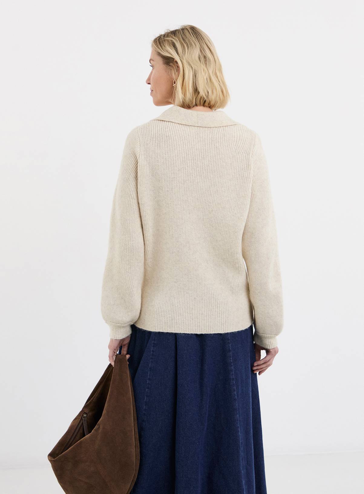 JD WILLIAMS Pointelle Henley Knit Jumper 32-34 - Image 3