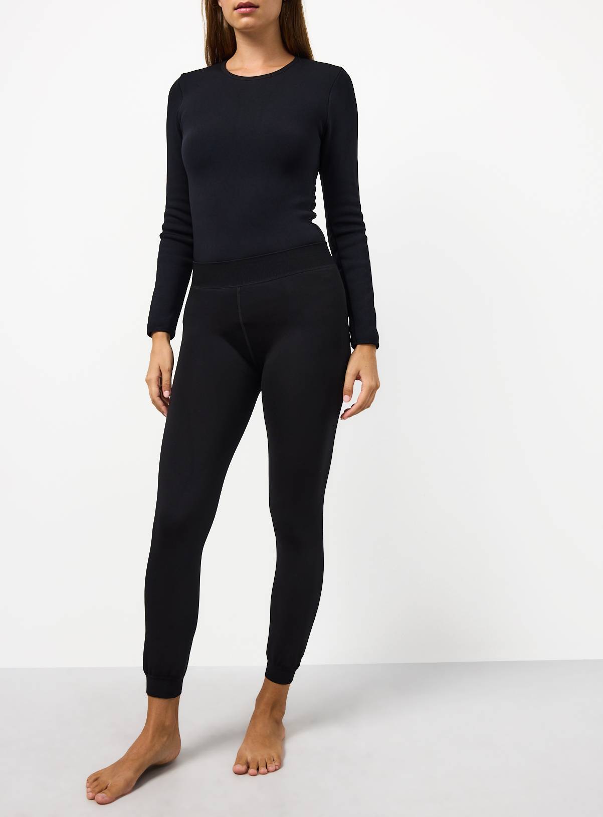 Black Thermal Faux Fur Lined Leggings S - Image 1