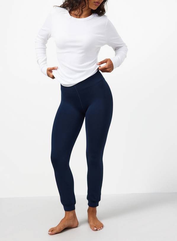 Navy Thermal Faux Fur Lined Leggings L