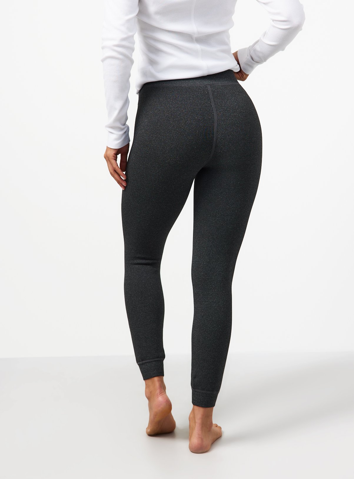 Grey Jacquard Thermal Faux Fur Lined Leggings XS - Image 6 thumbnail