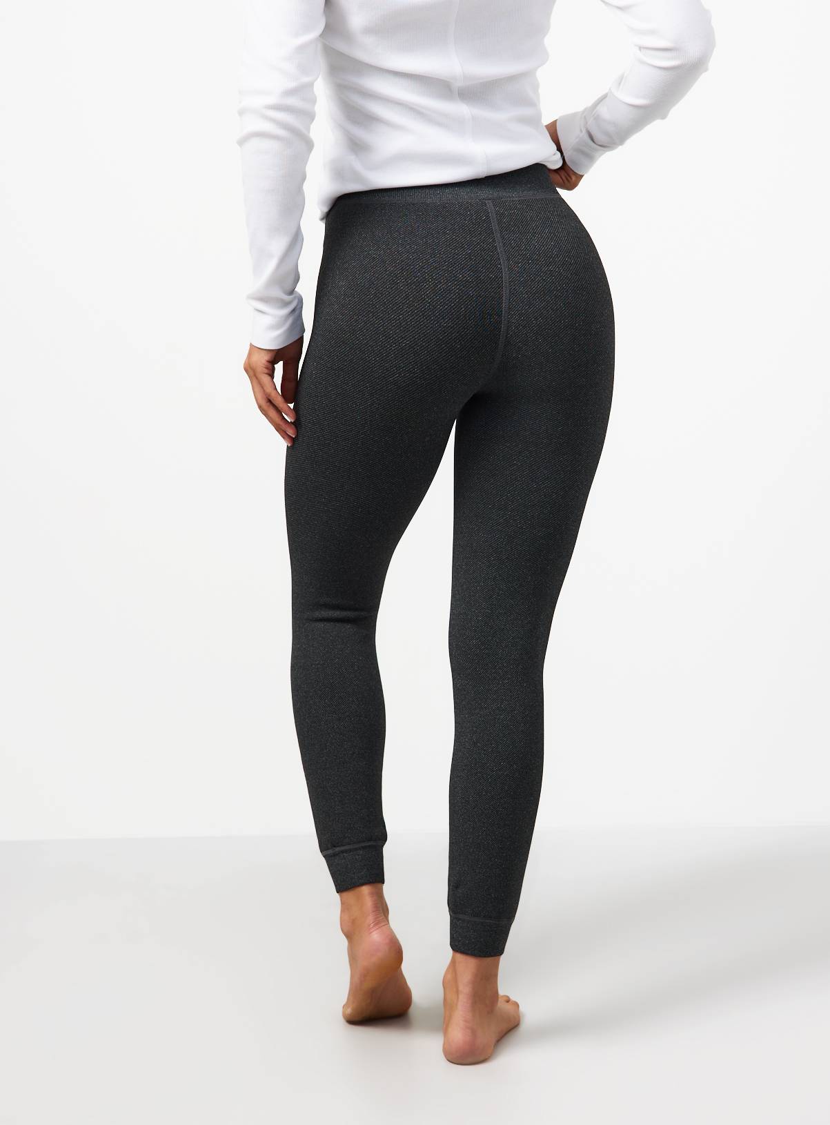 Grey Jacquard Thermal Faux Fur Lined Leggings XS - Image 6