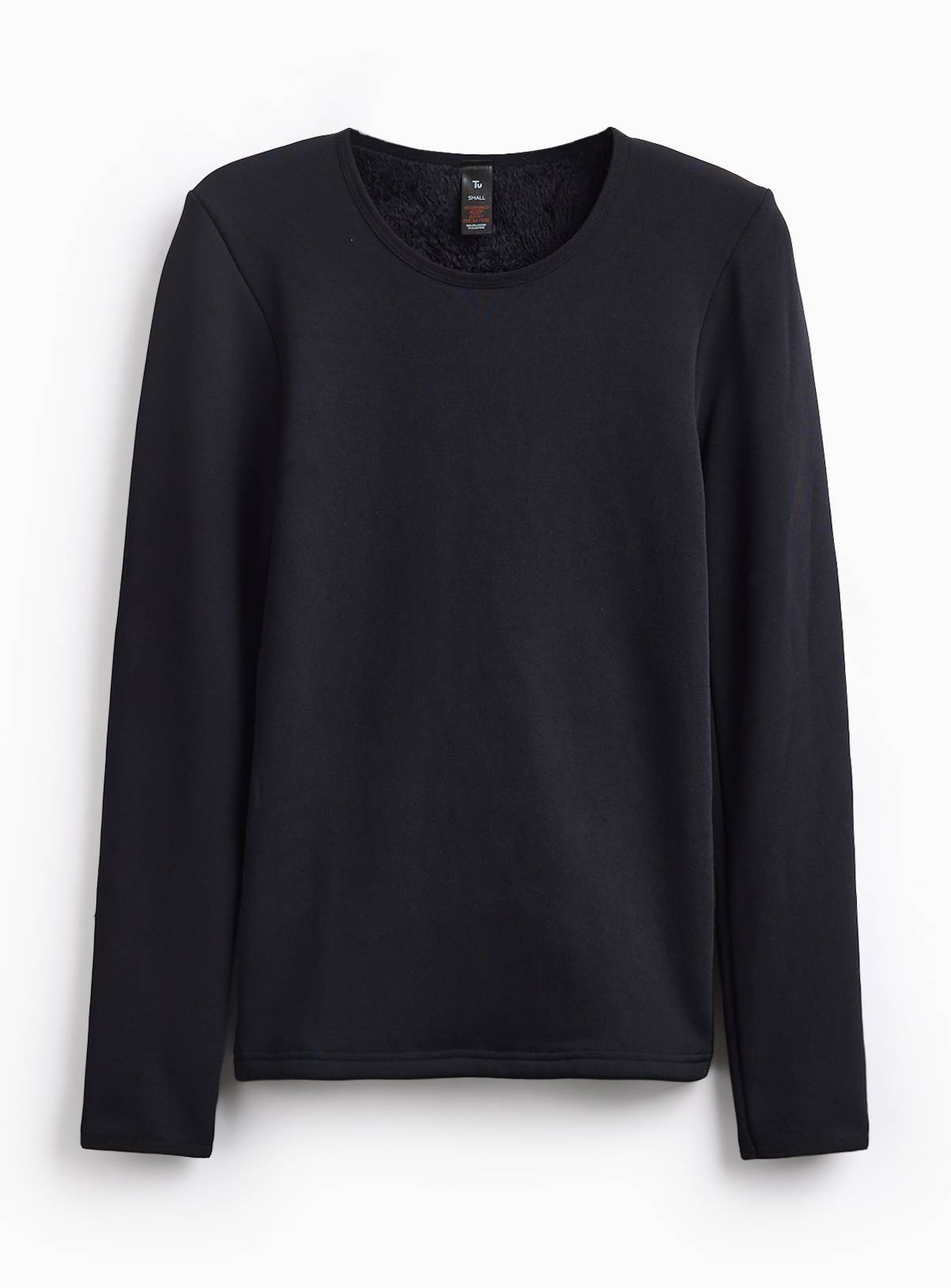 Black Thermal Faux Fur Lined Long Sleeve Top M - Image 3