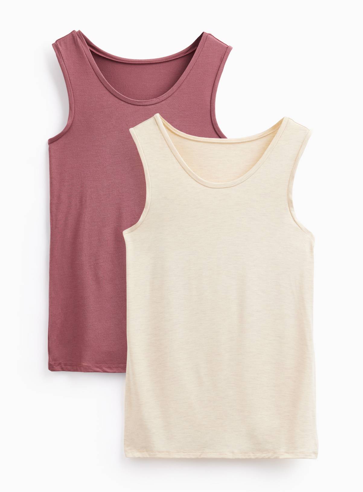 Pink & Cream Thermal Vest Tops 2-Pack XS - Image 3