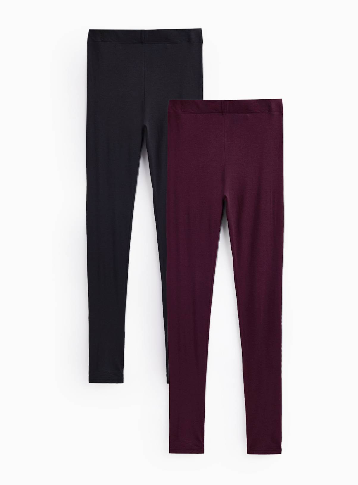 Plain Burgundy Thermal Leggings 2-Pack S - Image 1
