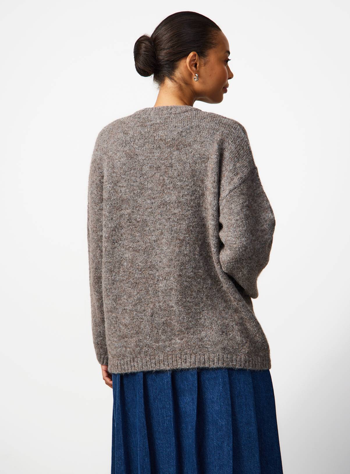 Brown Boyfriend Cardigan With Scarf XL - Image 4