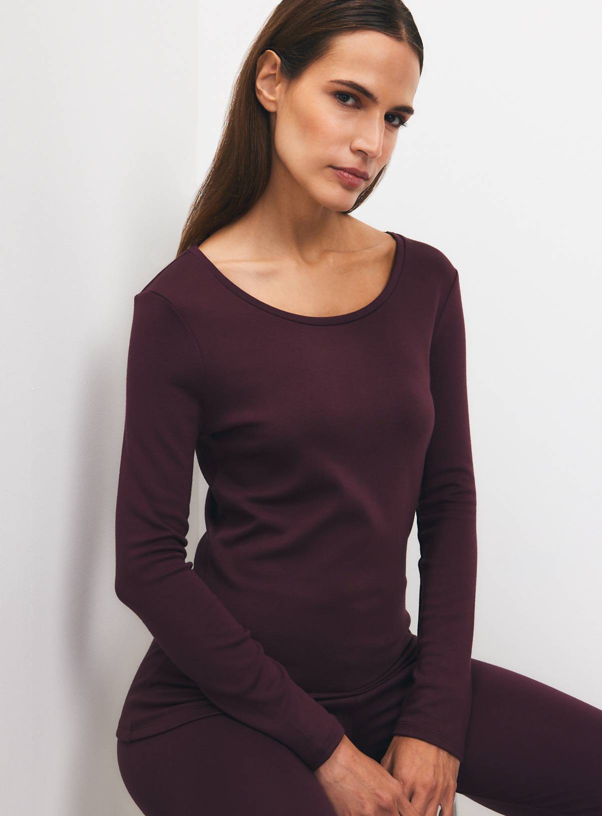 Black & Burgundy Thermal Long Sleeve Top 2-Pack XL - Image 1