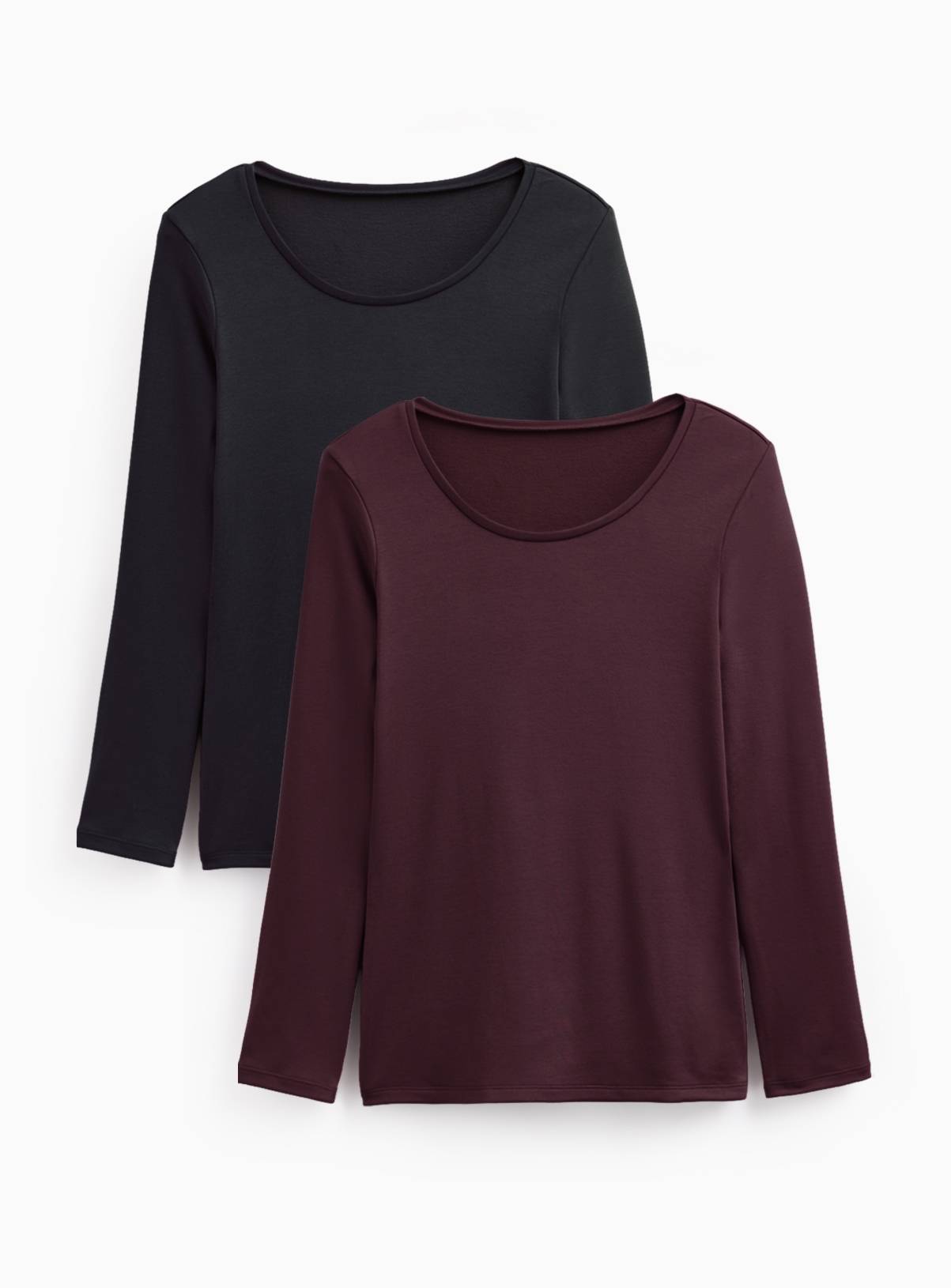Black & Burgundy Thermal Long Sleeve Top 2-Pack XL - Image 3