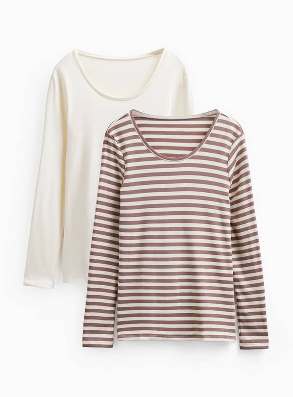 Cream Thermal Long Sleeve Top 2-Pack XL