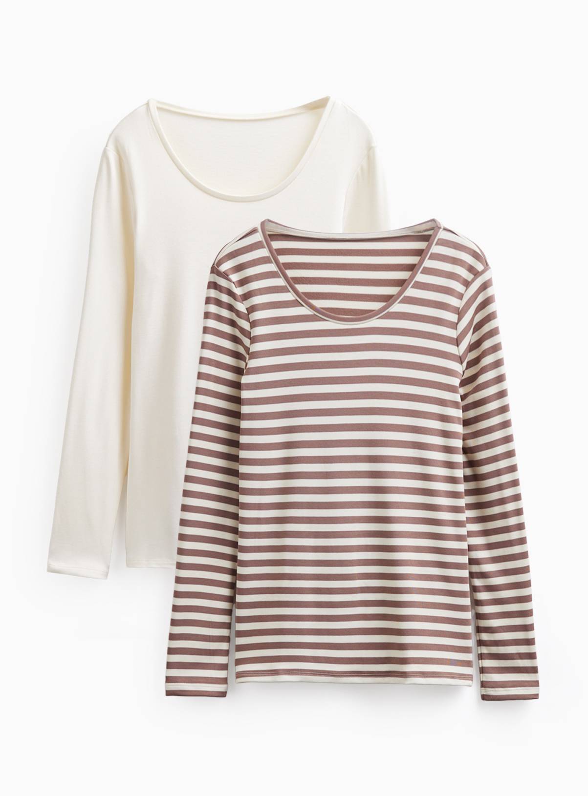 Cream Thermal Long Sleeve Top 2-Pack L - Image 3