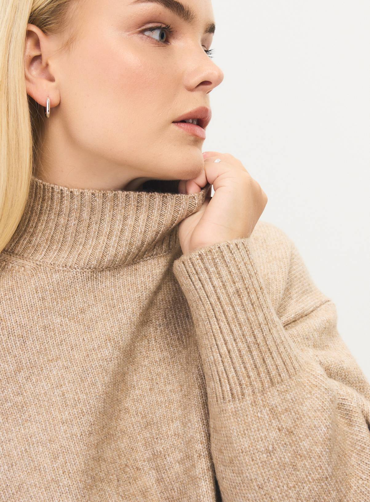 Oatmeal High Neck Oversized Jumper XL - Image 3