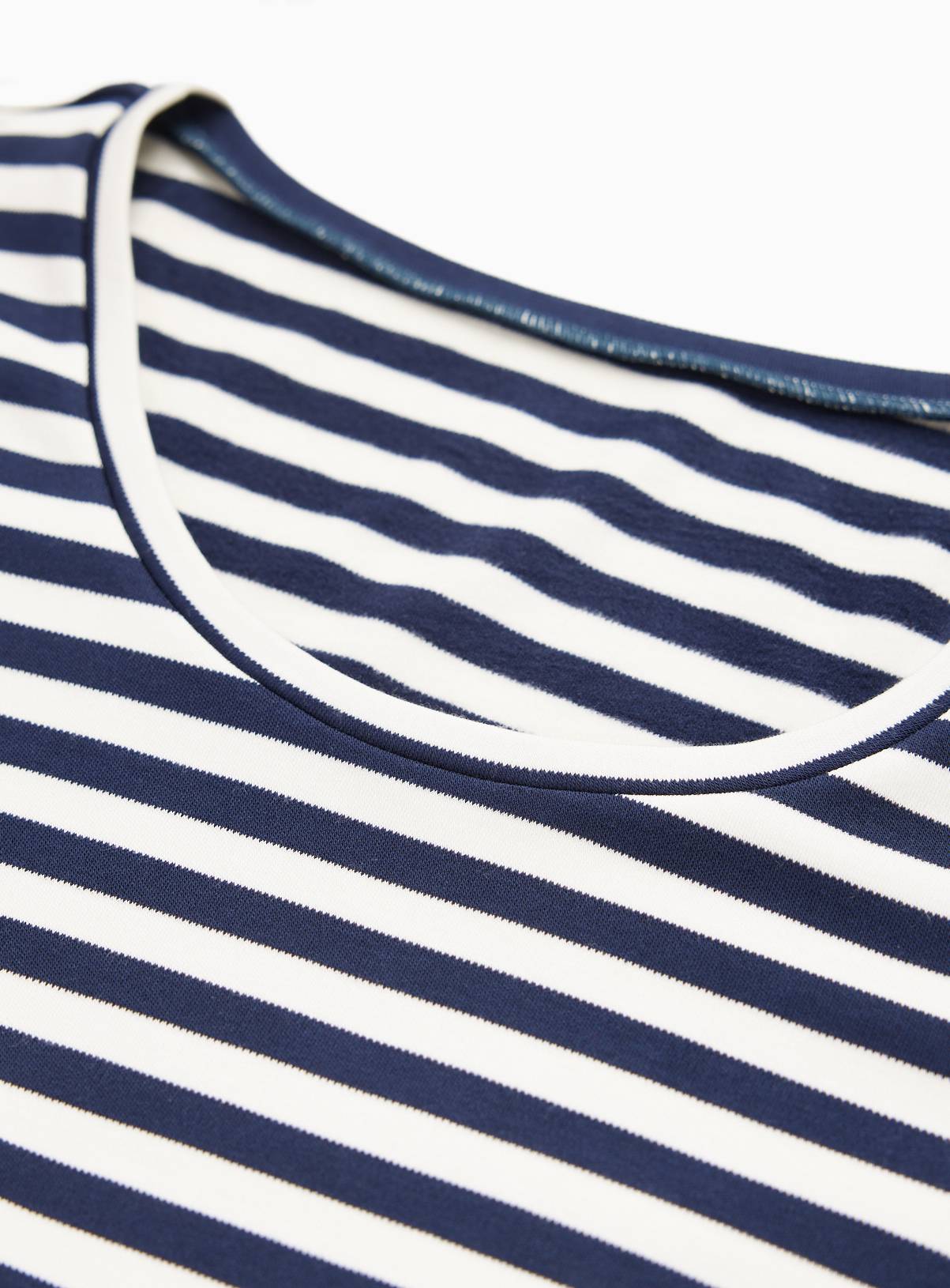 Navy & White Stripe Thermal Long Sleeve Top XS - Image 4