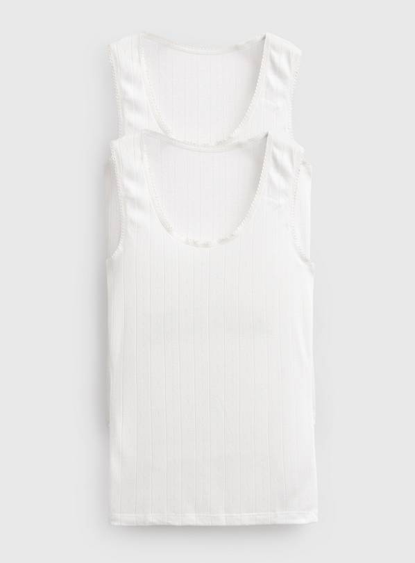 Cream Thermal Vest Tops 2-Pack XL