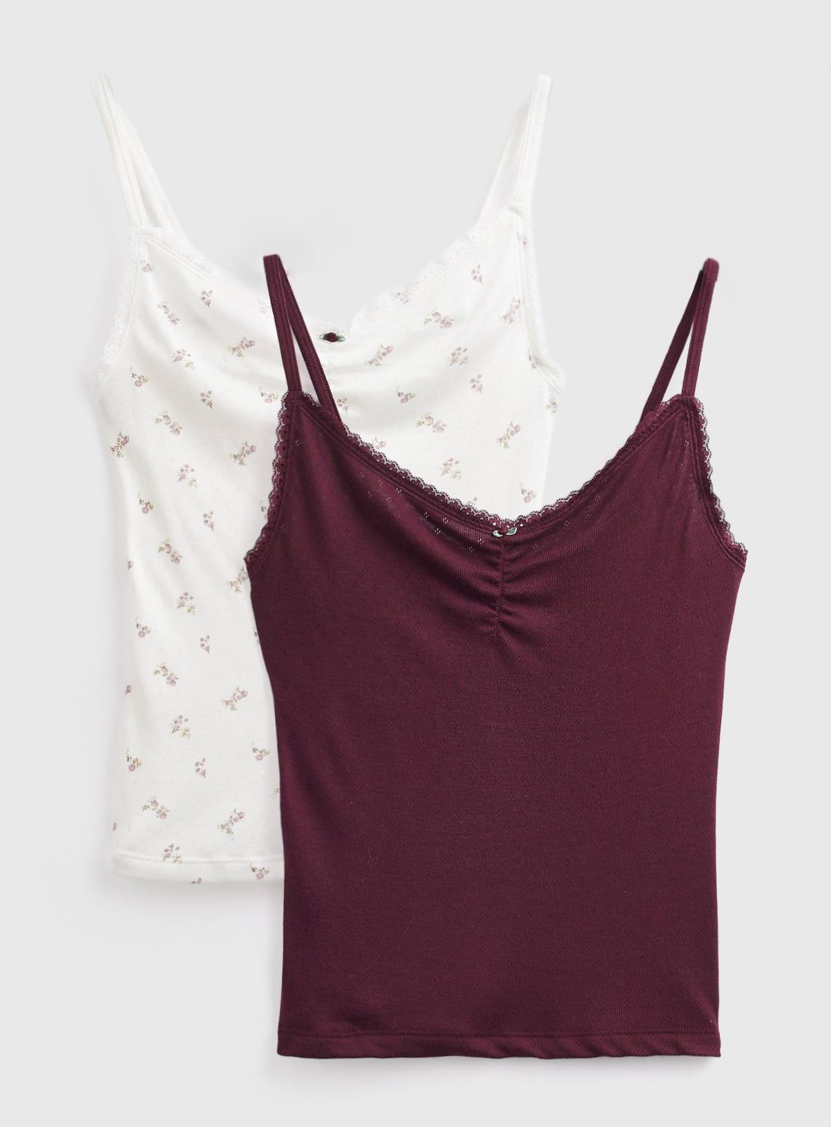 Cream & Burgundy Thermal Camisoles 2 Pack  XL - Image 1