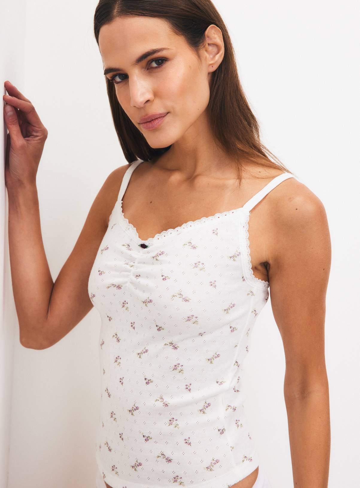 Cream & Burgundy Thermal Camisoles 2 Pack  XL - Image 2