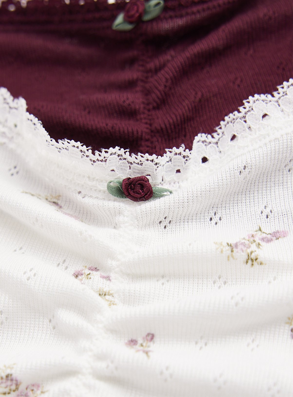 Cream & Burgundy Thermal Camisoles 2 Pack  XL - Image 4 thumbnail