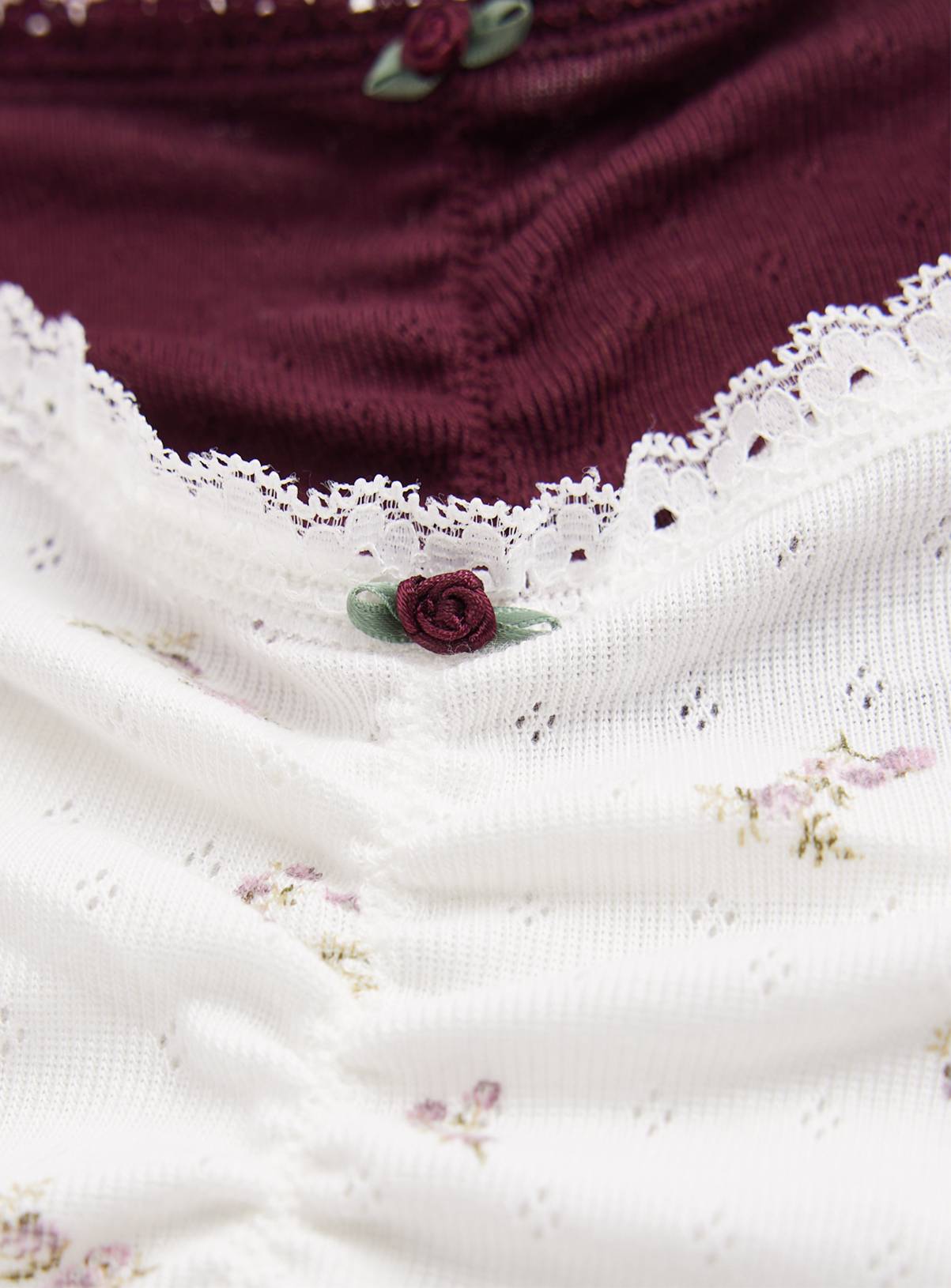 Cream & Burgundy Thermal Camisoles 2 Pack  XL - Image 4