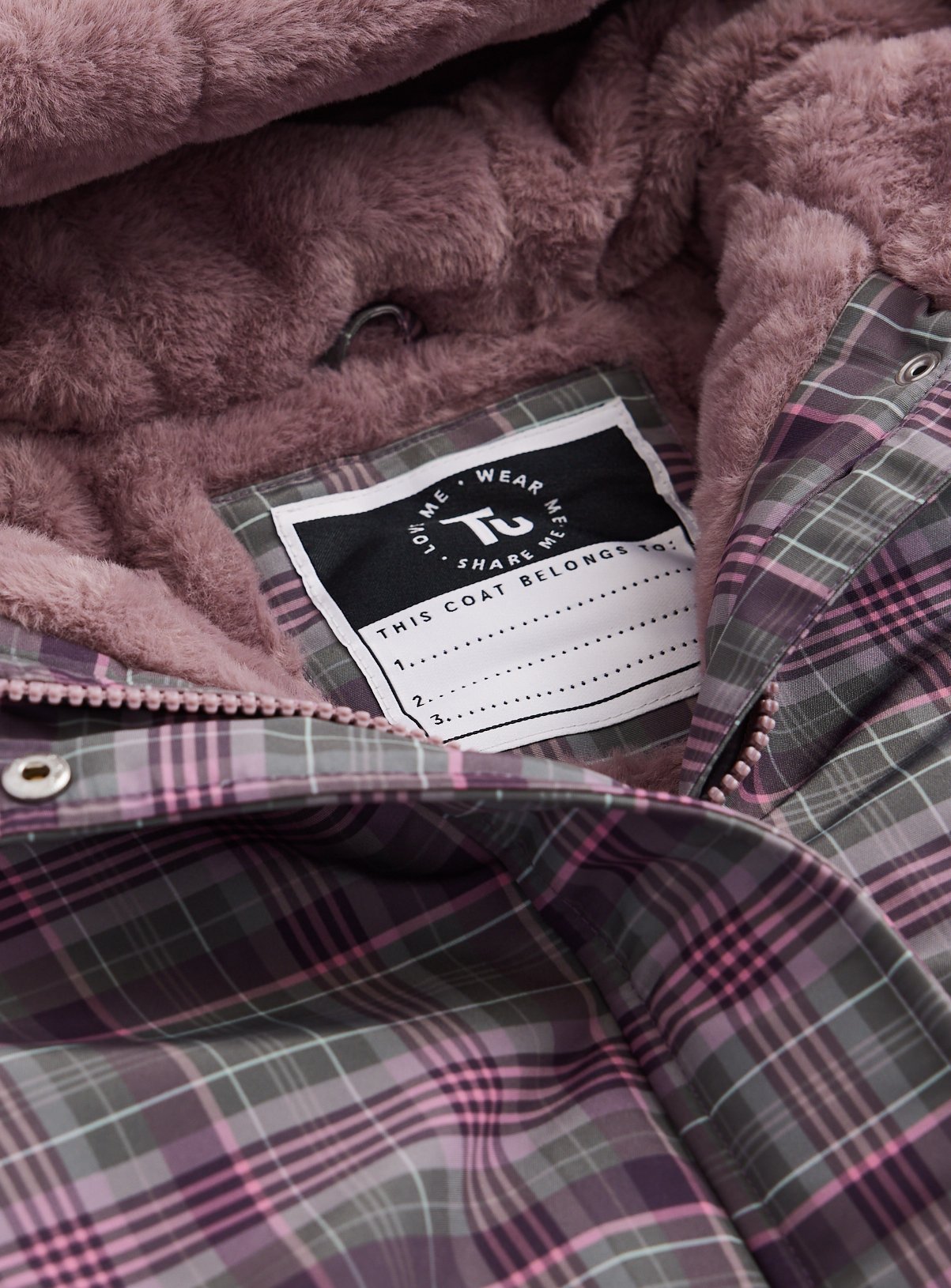 Check Faux Fur Lined Parka 7-8 years - Image 2 thumbnail
