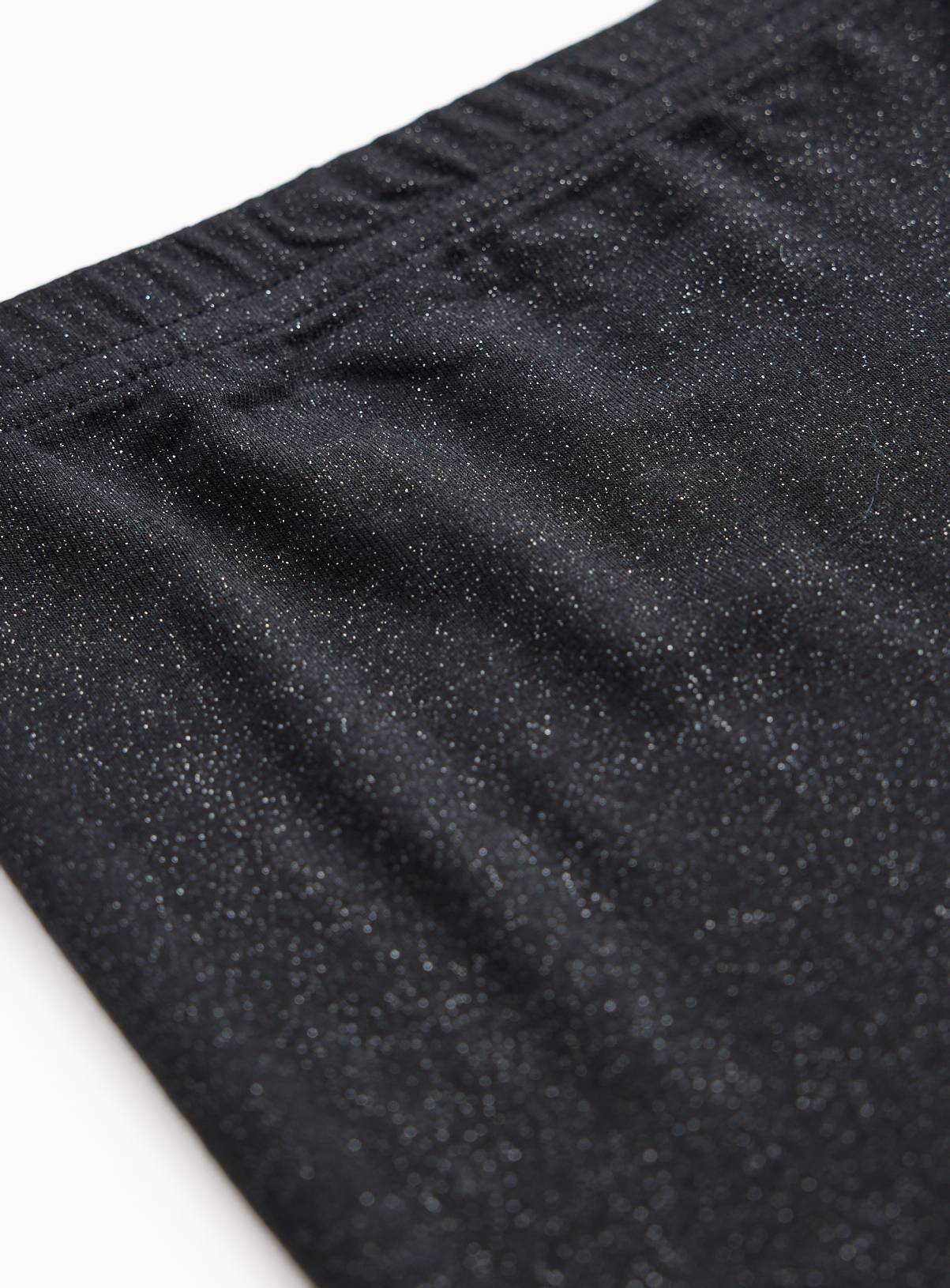 Black Glitter Medium Warmth Thermal Leggings M - Image 4