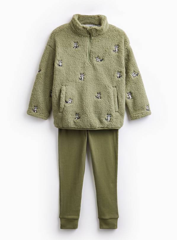Green Animal Embroidered Borg Cosy Set 6-7 years