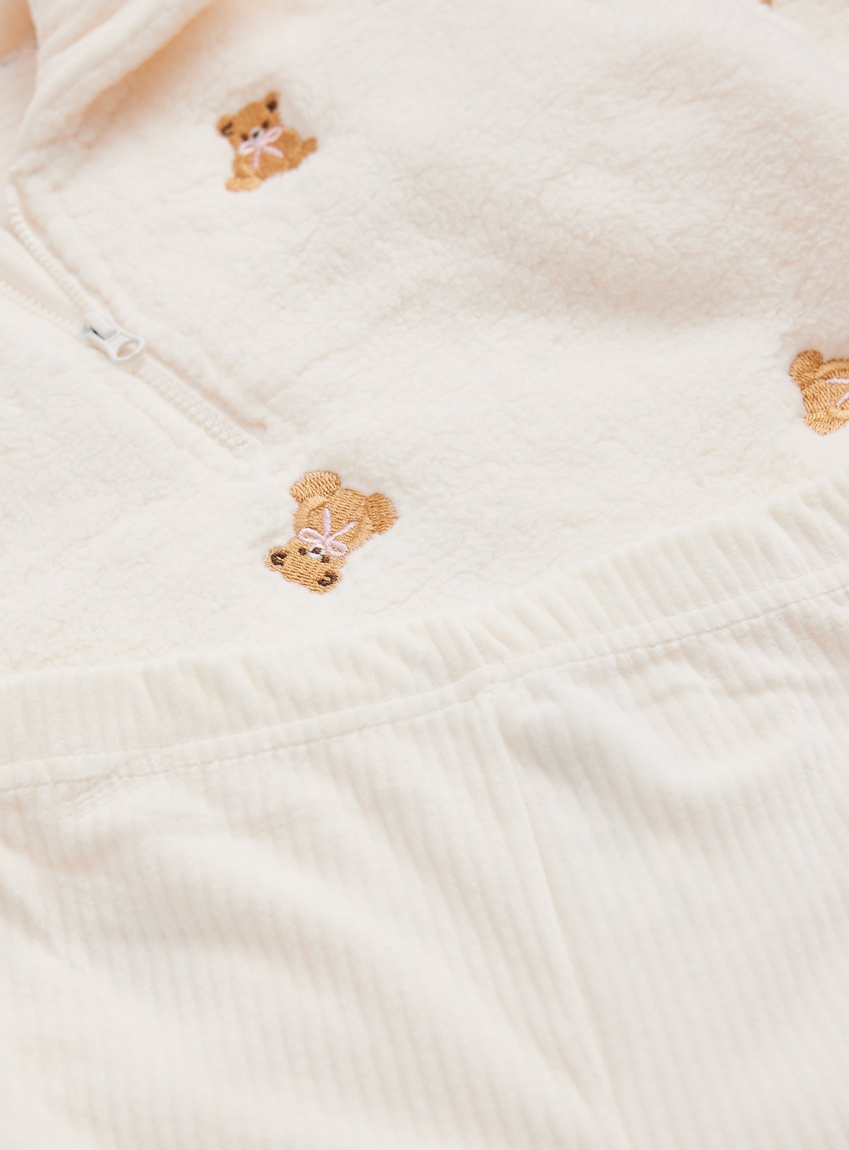 Cream Bear Embroidered Borg Cosy Set 10-11 years - Image 2 thumbnail