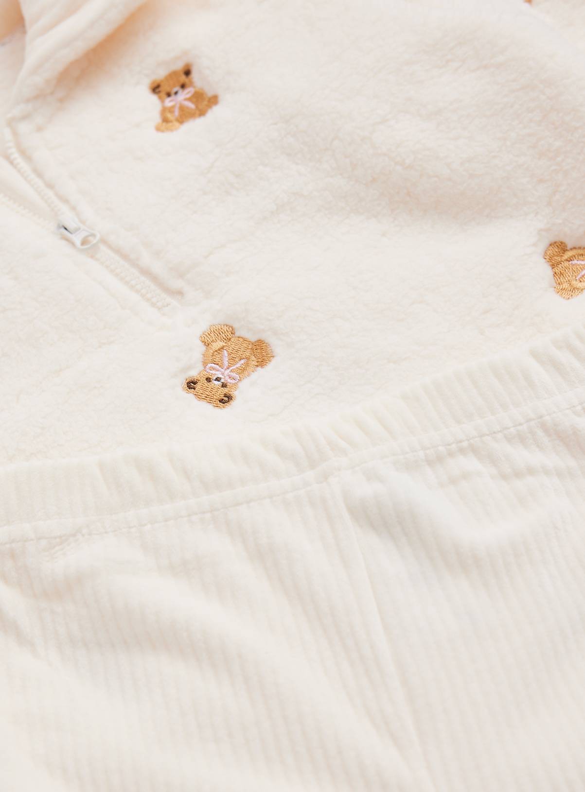Cream Bear Embroidered Borg Cosy Set 10-11 years - Image 2