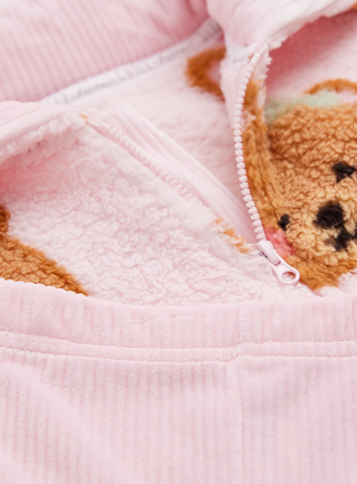 Pink Bear Print Borg Pyjama Fleece & Bottoms Set 5-6 years - Image 2 thumbnail