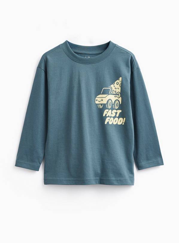Teal Fast Food Logo Long Sleeve Top 2-3 years
