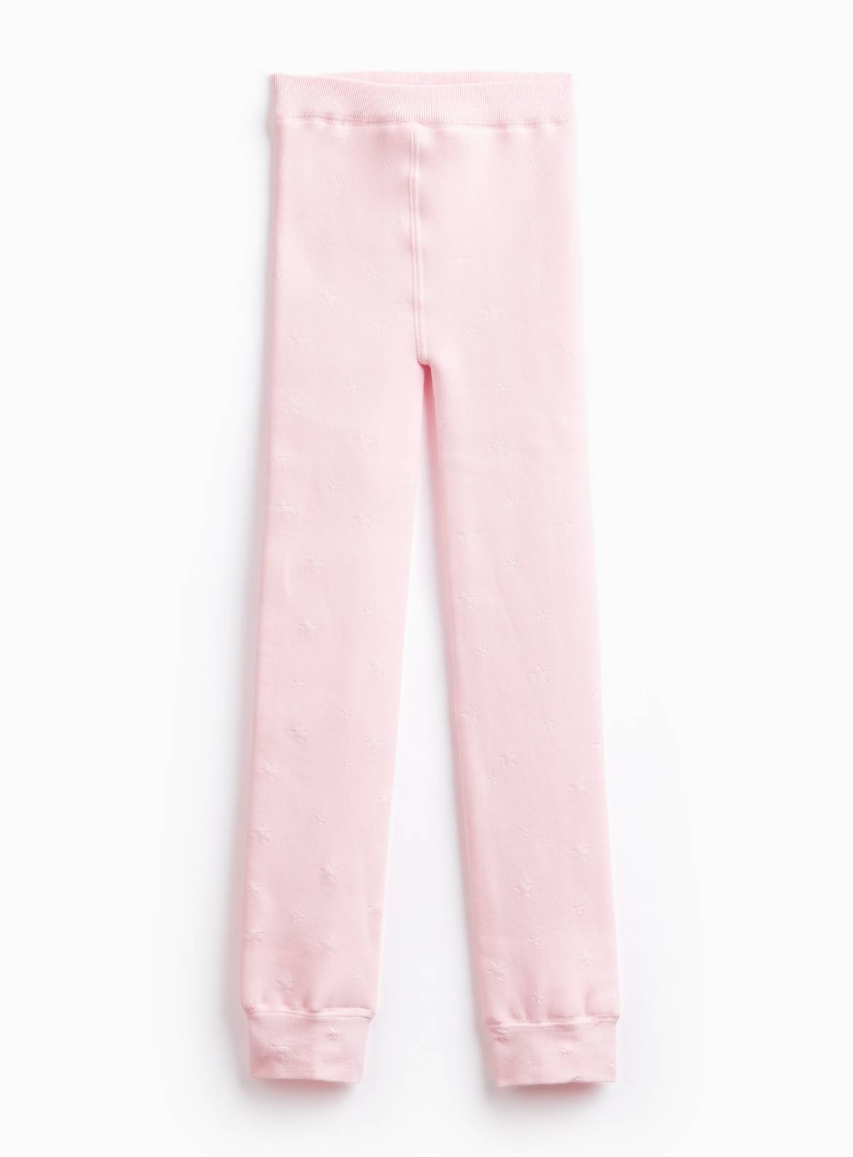 Pink Star Embossed Thermal Faux Fur Lined Leggings 3-4 years - Image 1