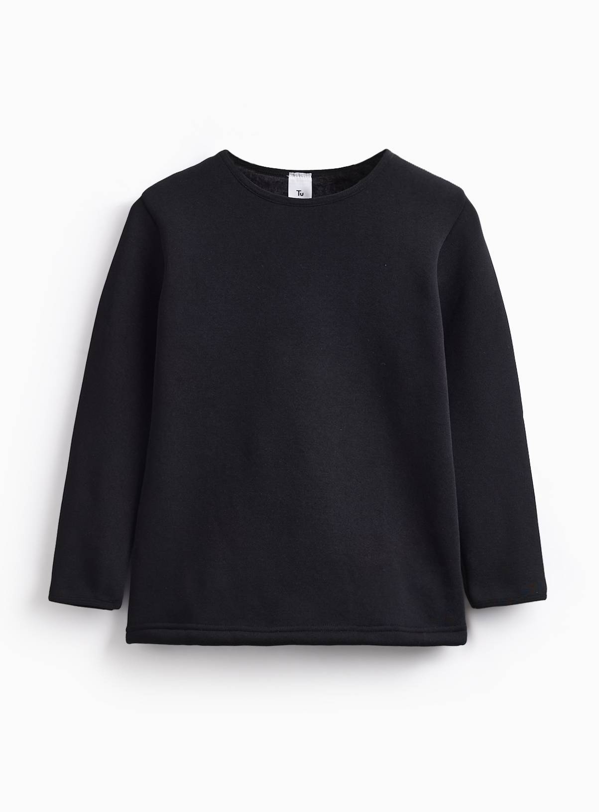 Black Thermal Faux Fur Lined Long Sleeve Top 9-10 years - Image 1