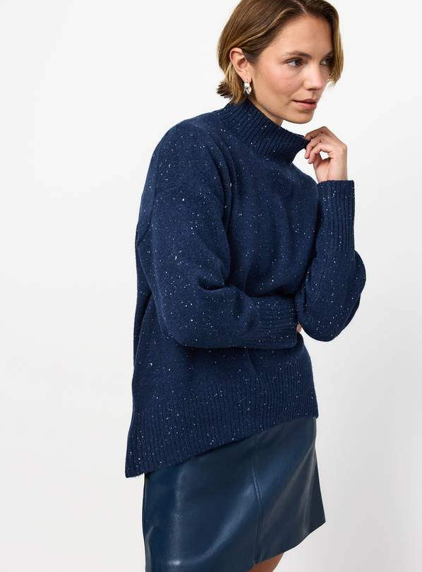 Teal High Neck Oversized Jumper XL