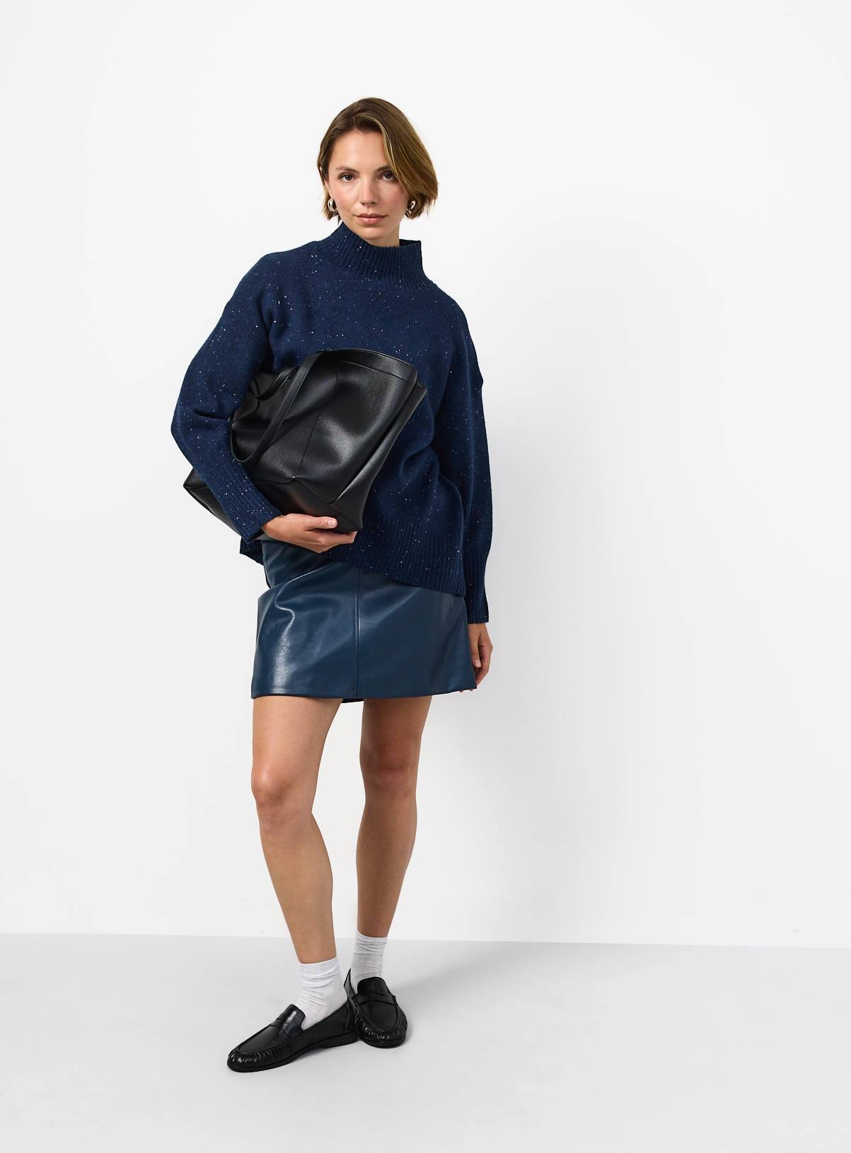 Teal High Neck Oversized Jumper XL - Image 2