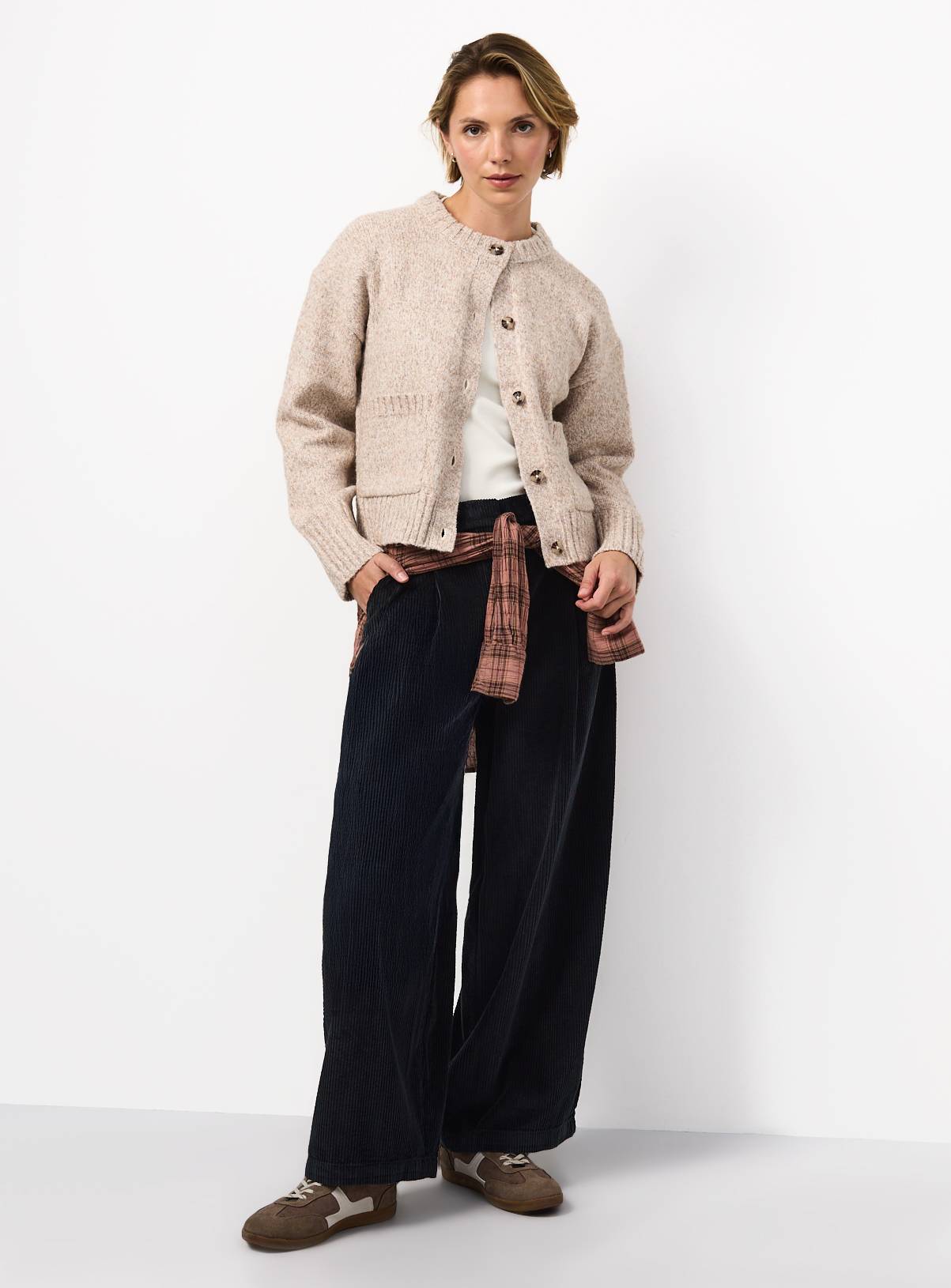 Neutral-Coloured Knitted Boxy Fit Cardigan L - Image 2