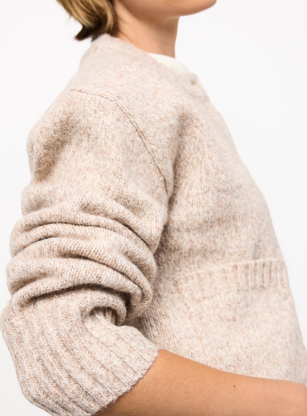 Neutral-Coloured Knitted Boxy Fit Cardigan L - Image 3 thumbnail