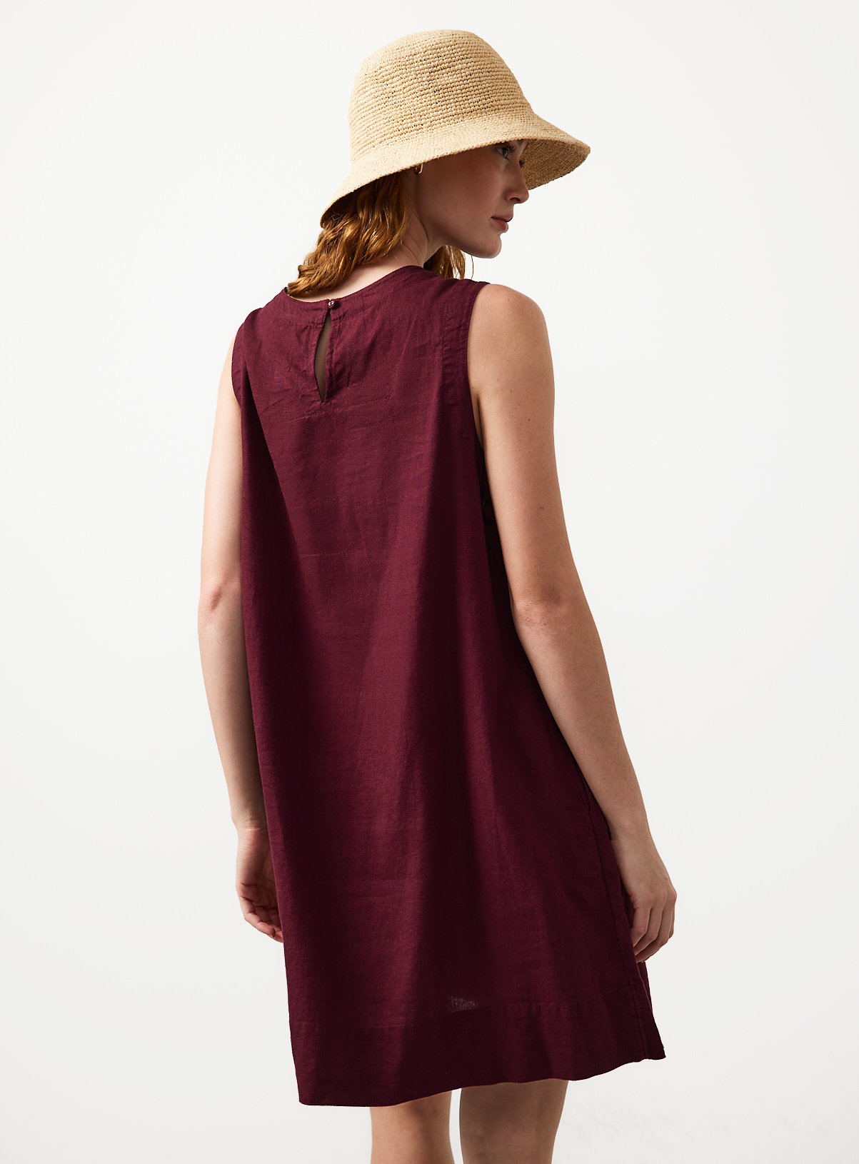 Red Linen Rich Shift Mini Dress 22 - Image 4 thumbnail
